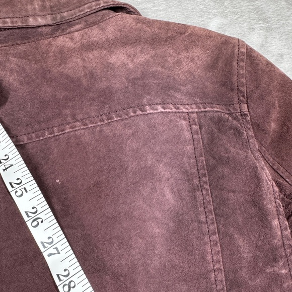 Blank NYC SL8 100% Leather Plum Purple Brown Zip Front Collared Moto Jacket S - Picture 12 of 16